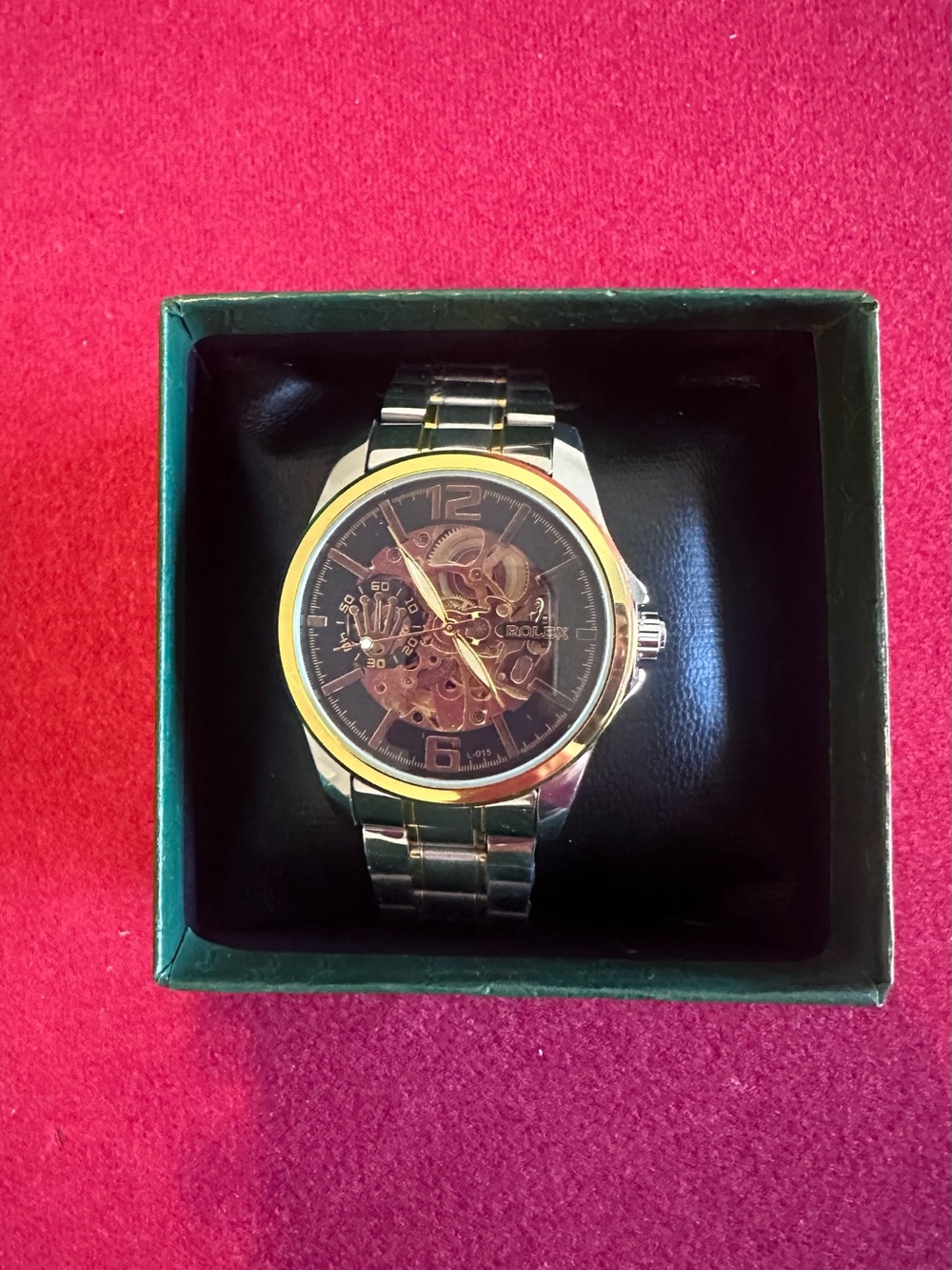 Skeleton Dial Two-Tone Stainless Steel Watch